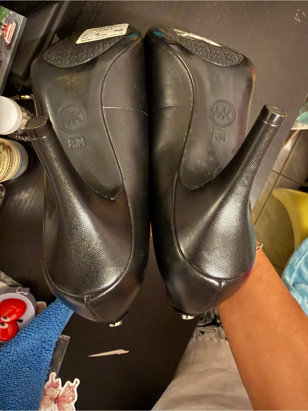 Michael Kors Black Pointed Leather High Heels